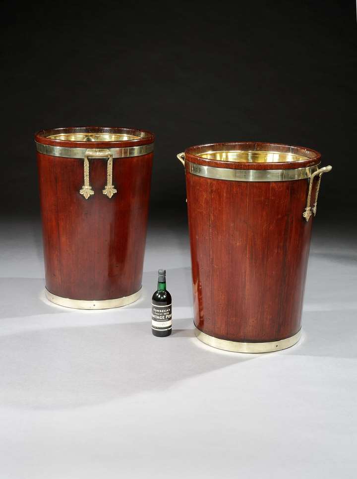 A PAIR OF GEORGE III MAHOGANY LOG BUCKETS